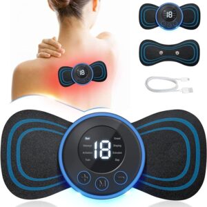 Full Body Mini Butterfly TENS Massager with 8 Modes, 19 Levels Electric Rechargeable Portable EMS Patch for Shoulder, Neck, Arms, Legs, Neck, Men/Women